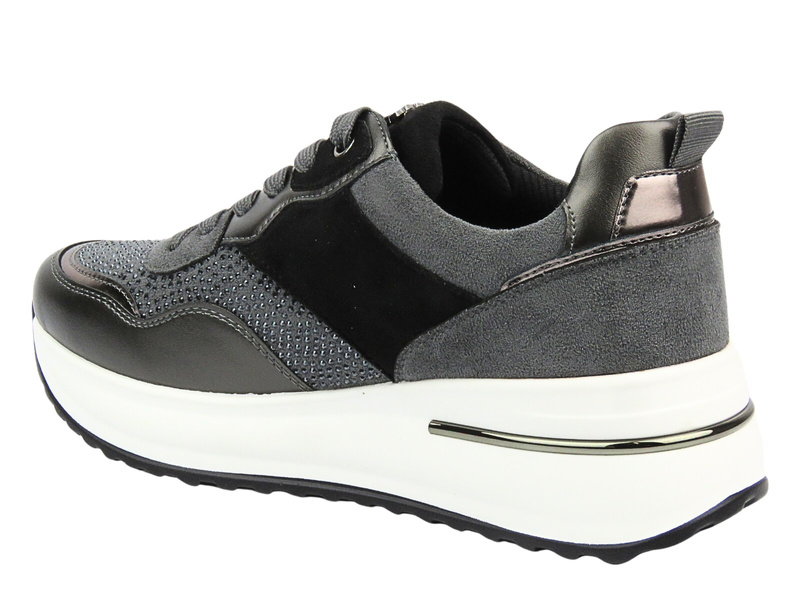 Sneakersy damskie z kryształkami szare INBLU IN-397