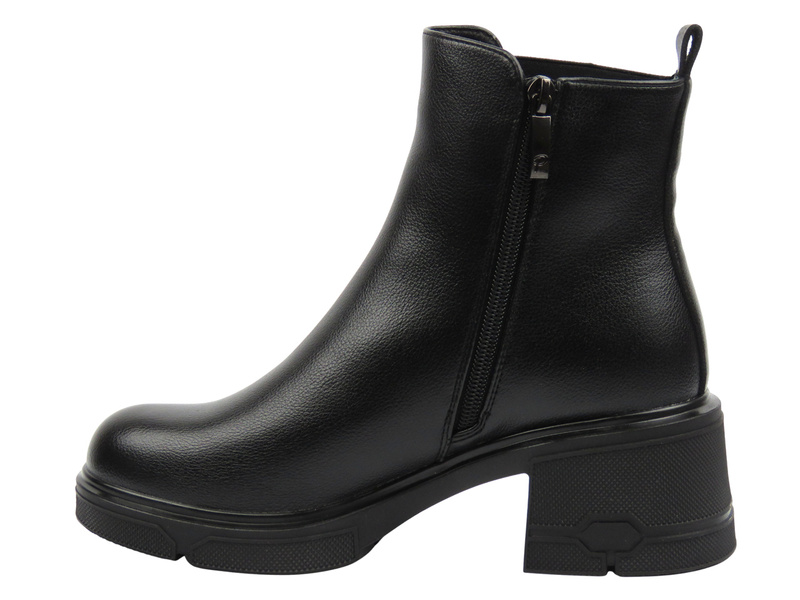 Ocieplane, klasyczne botki damskie czarne Potocki 25-12698