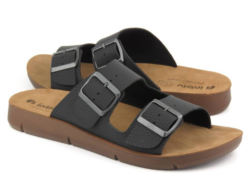 Klasyczne klapki męskie na dwie klamry - INBLU CM-28, czarne