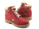 Skórzane trapery, śniegowce damskie ocieplone wełną - HELIOS Komfort 616-2, czerwone