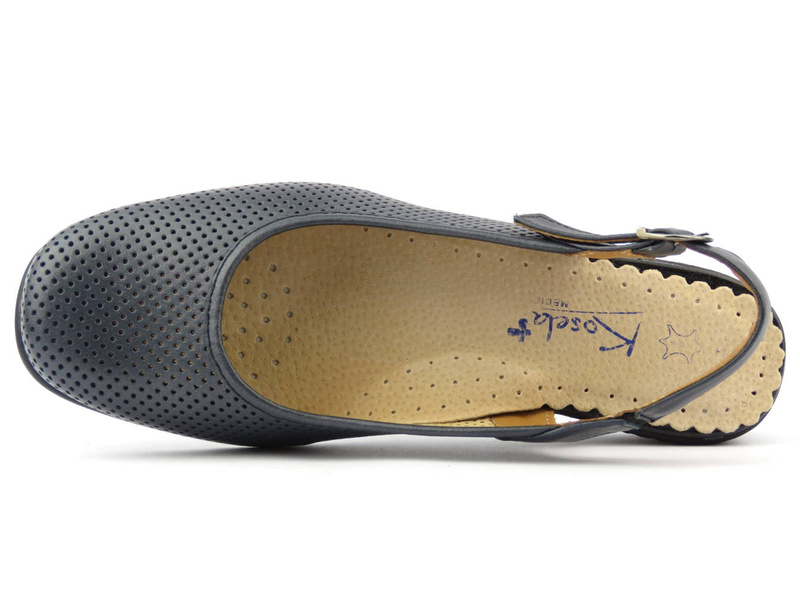 Wygodne sandały damskie na koturnie - Kosela Medic 9282, granatowe