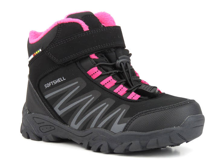 Buty trekkingowe dziecięce / młodzieżowe zimowe  AMERICAN CLUB WT107/22 WT112/22, czarne z fuksją