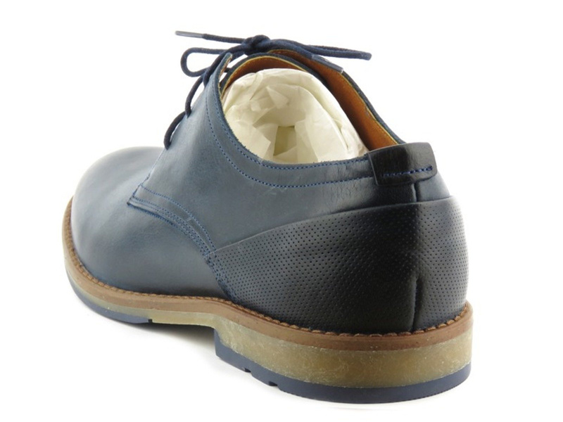 Granatowe półbuty męskie ze skóry licowej - NIK 0463