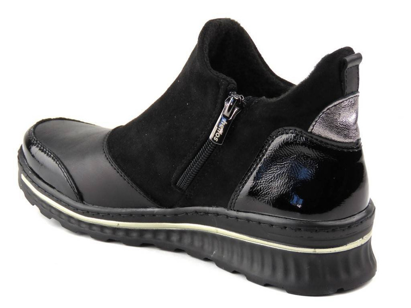 Botki damskie na suwak - HELIOS Komfort 507, czarne