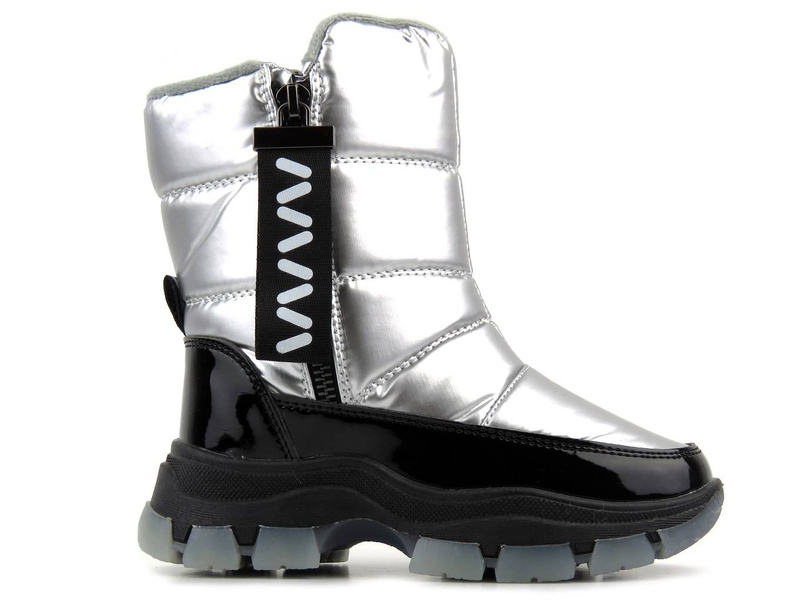 Solidne śniegowce dziecięce z ciepłą, wełnianą wyściółką - WEESTEP R982357867S (R982358855), srebrne