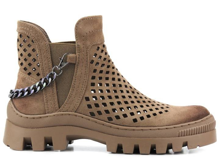 Botki damskie wiosenne, ażurowe workery - Potocki 23-12028BR, brązowe