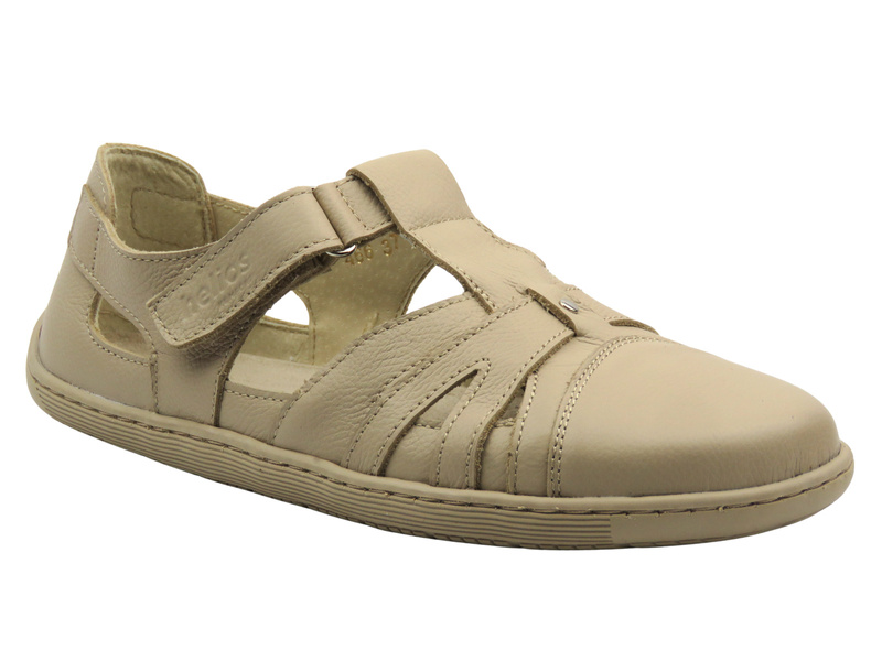 Barefoot skórzane minimalistyczne półbuty damskie ecru Helios Komfort 466