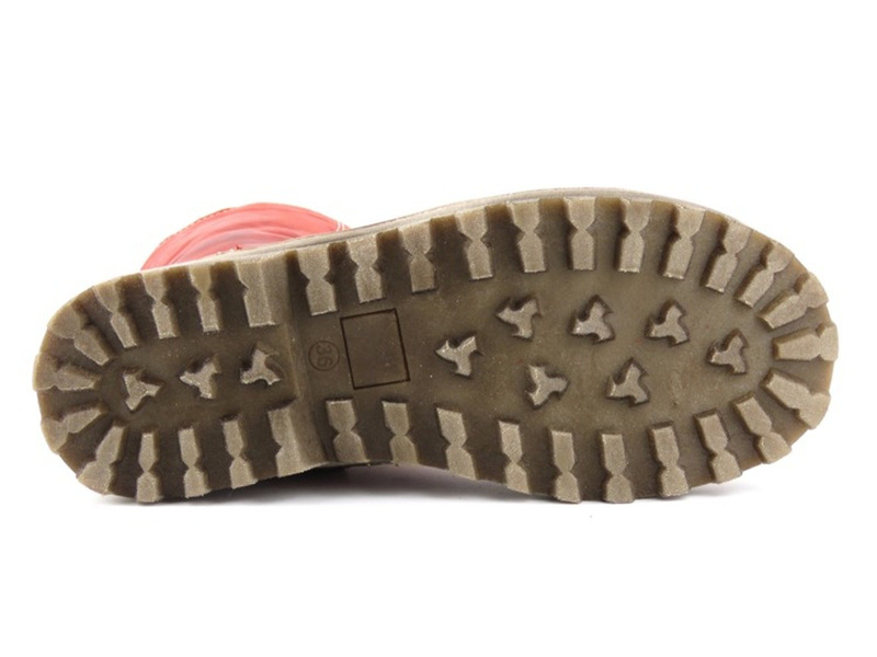 Skórzane, ciepłe trapery damskie z ćwiekami - HELIOS KOMFORT 625, czerwone