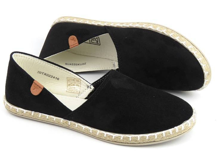 Espadryle damskie z wyciętą cholewką - N.E.W.S. 20TX02-2416, czarne
