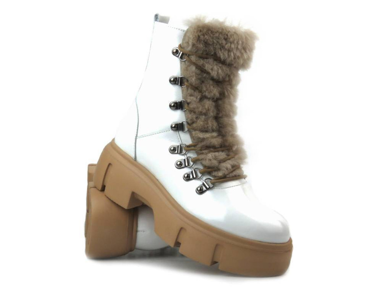 Botki skórzane trapery damskie - VENEZIA 4332, białe