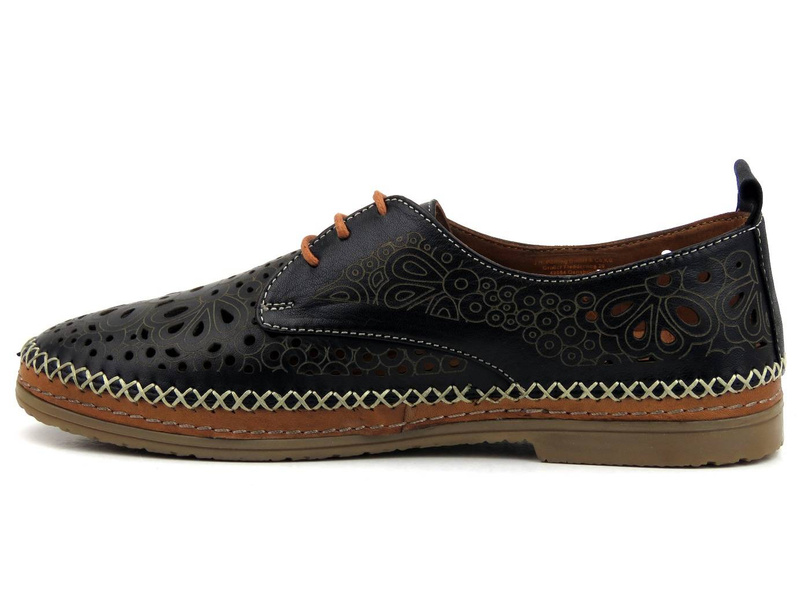 Półbuty damskie z wycięciami - MANITU 850022, czarne