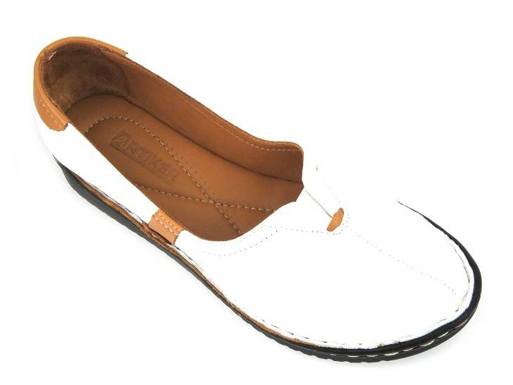 Półbuty damskie skórzane - Artiker 50C0341, białe