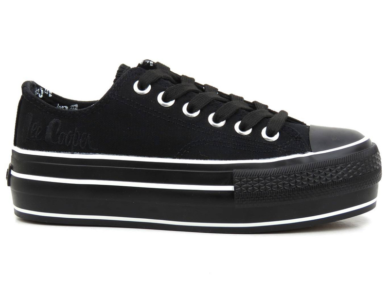 Trampki damskie na platformie - LEE COOPER 22-31-0843L, czarne