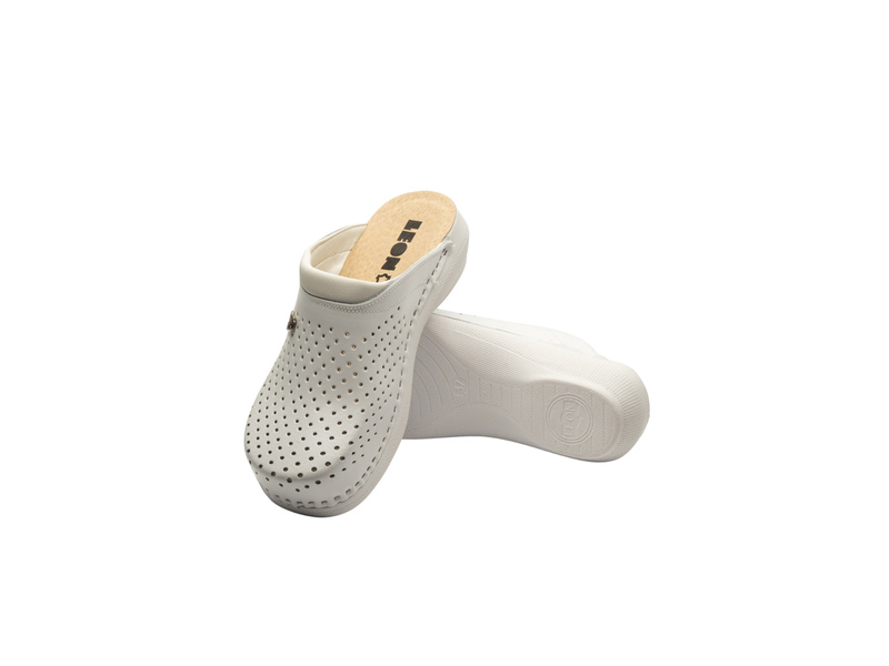 Skórzane Klapki Damskie białe Leon PU100