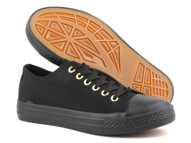 Jednolite, czarne trampki damskie NEWS 9SP30-1141, czarne