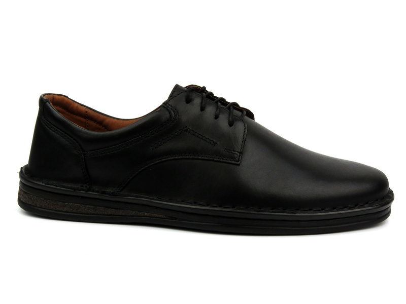 Skórzane półbuty męskie - Waldi 925A, czarne