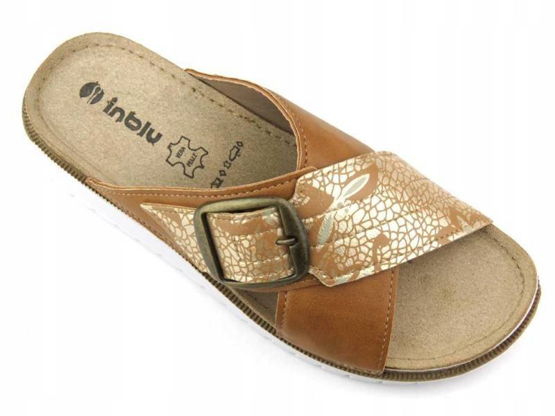 Klapki damskie z klamrą - INBLU CN-32, brązowe