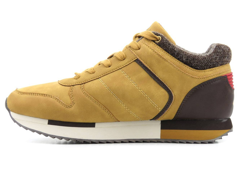 Zimowe sneakersy męskie wyłożone grubą tkaniną - LEE COOPER LCJ-21-29-0643M, brązowe