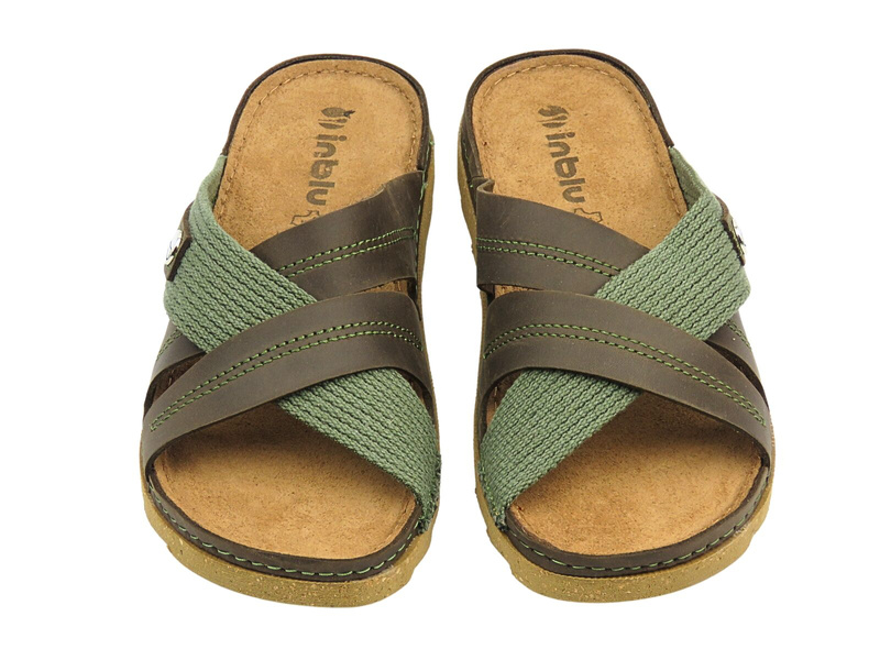 Wygodne klapki męskie ze skóry brązowe INBLU BB-3I