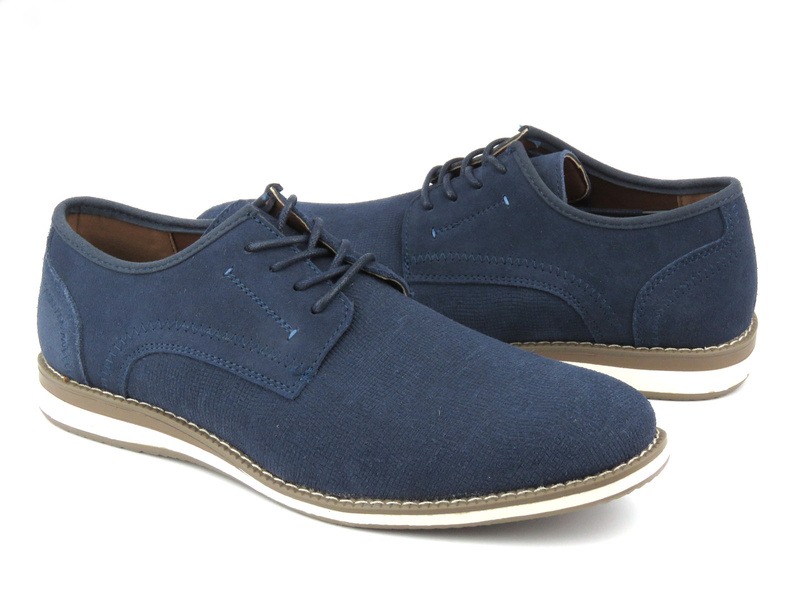 Skórzane półbuty męskie - AMERICAN CLUB CY76/23, granatowe