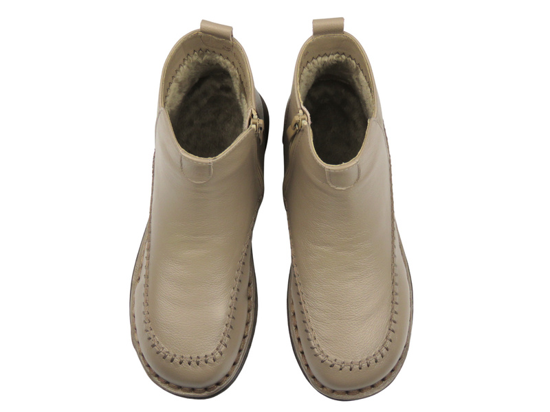 Lekkie, Wygodne Botki Damskie - Cambell 25-15304 Khaki Na Zamek