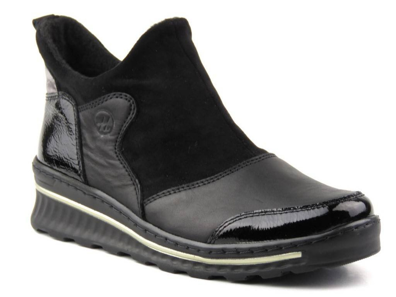 Botki damskie na suwak - HELIOS Komfort 507, czarne