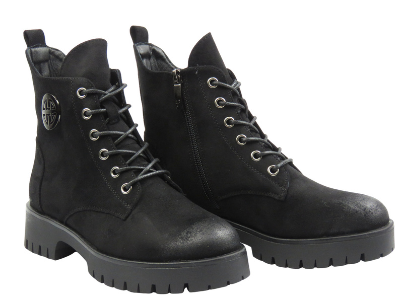 Ocieplane botki damskie czarne Potocki 25-12672