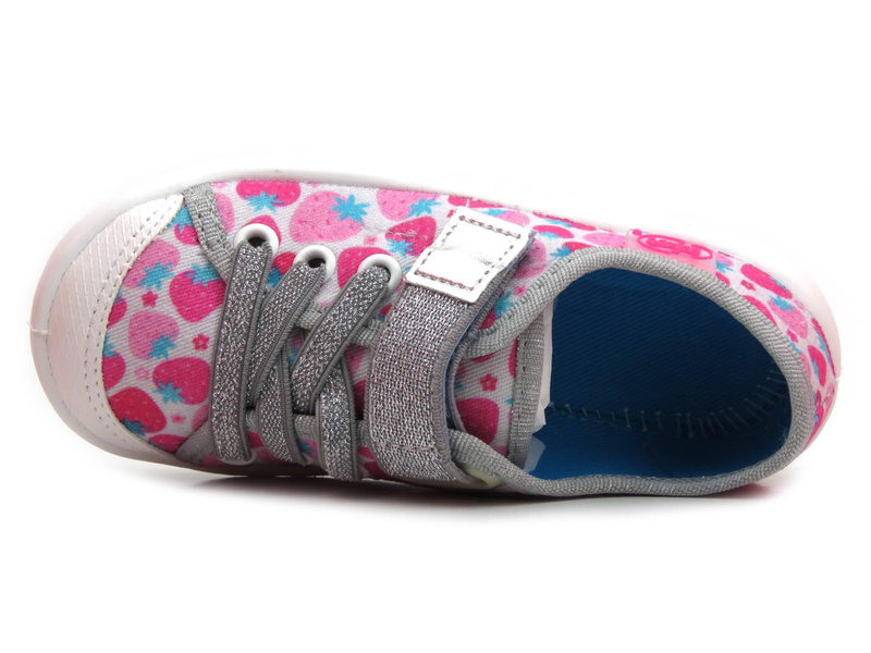 Buty dziecięce, trampki BEFADO 251X190, białe w truskawki