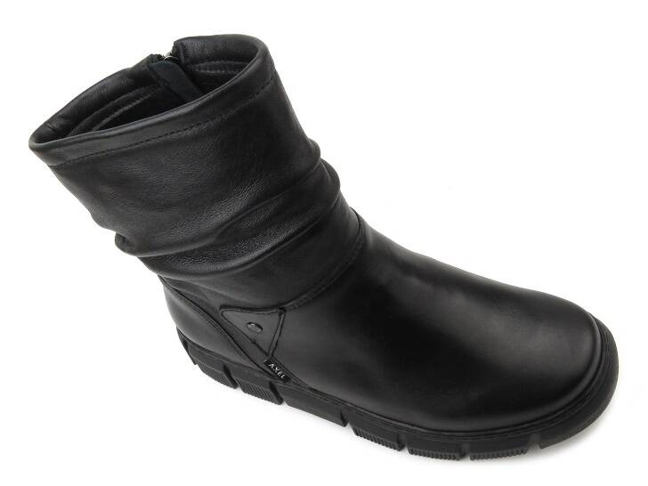 Ocieplane botki damskie ze skóry naturalnej - AXEL 4486, czarne