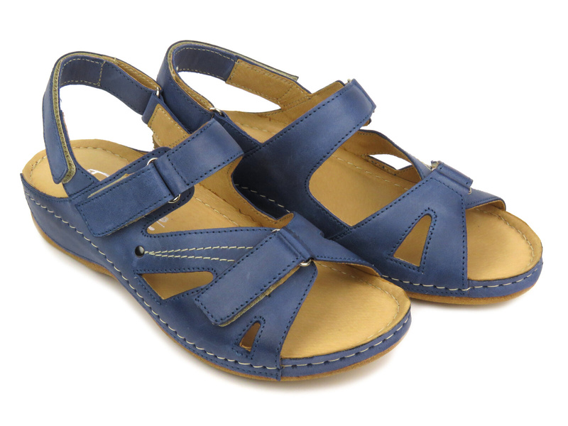 Wygodne sandały damskie skórzane - Pollonus 0773, niebieskie