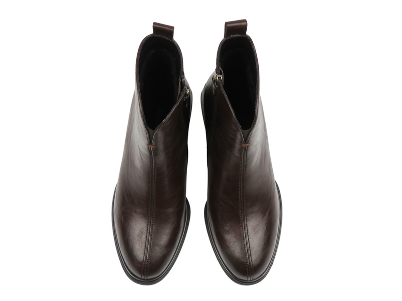 Ocieplane botki damskie na obcasie brązowe Cambell 25-55319