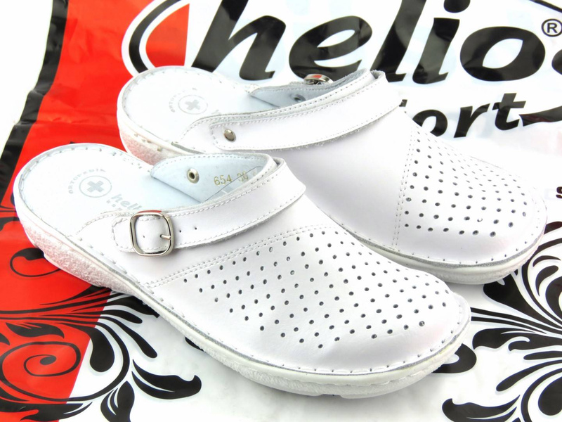 Wygodne klapki damskie sanitarne - Helios Komfort 654, białe