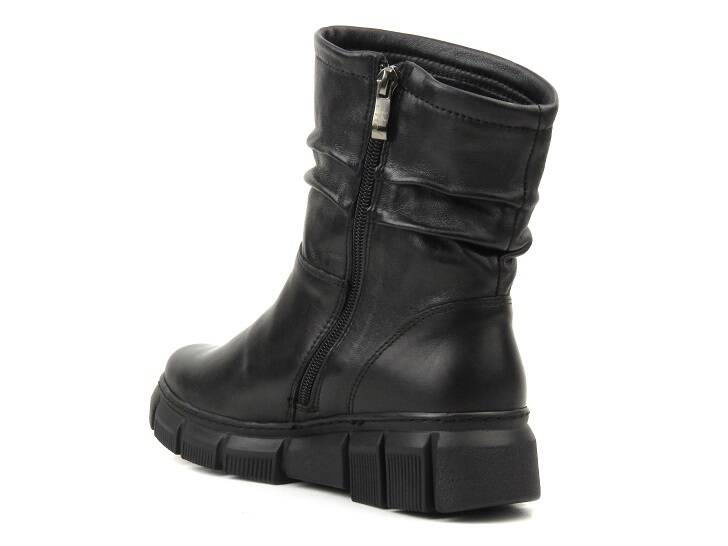 Ocieplane botki damskie ze skóry naturalnej - AXEL 4486, czarne