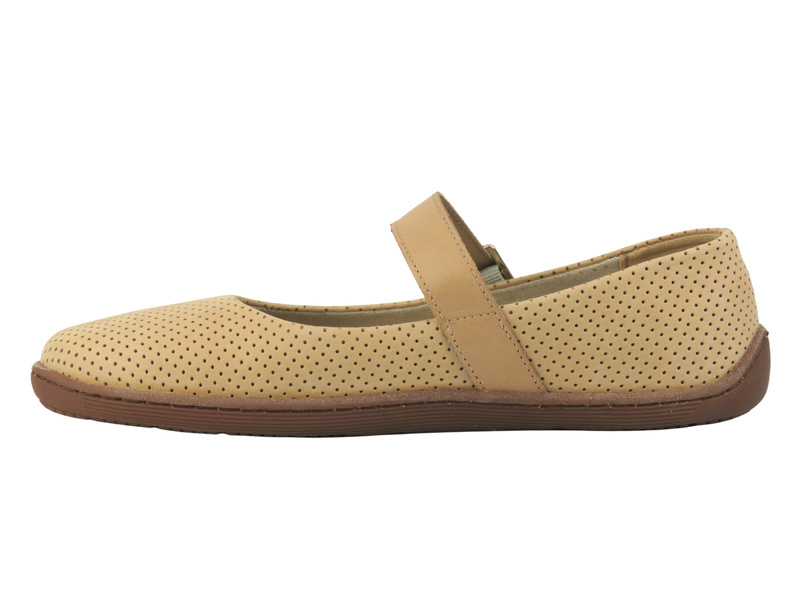 Barefoot skórzane minimalistyczne półbuty damskie bezowy 2 Nika Komfort 1445
