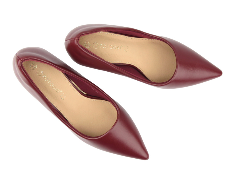 Eleganckie czółenka damskie Potocki 26-41316 na szpilce, bordowe