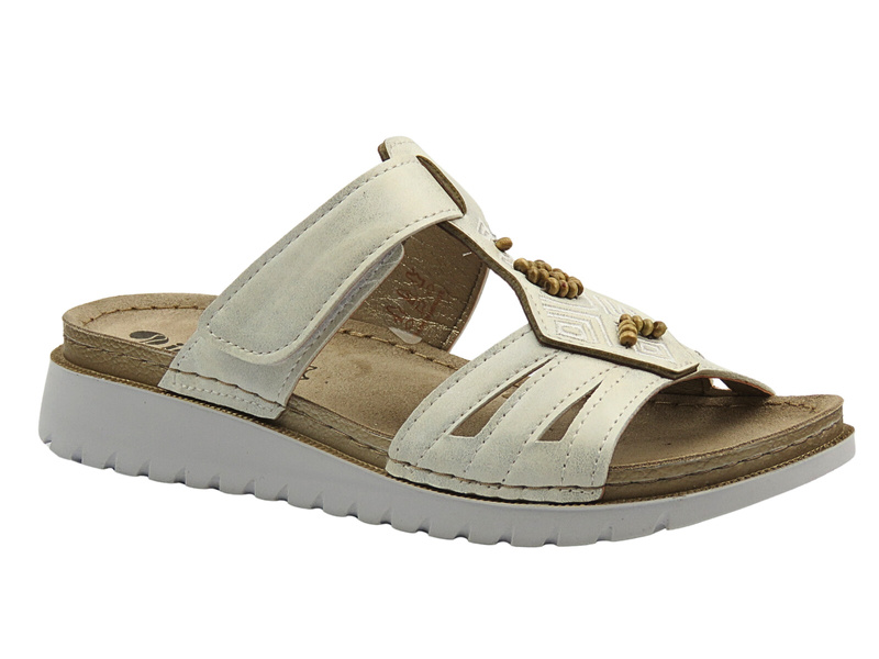 Klapki damskie z regulowanym paskiem na rzep białe Inblu CN-51