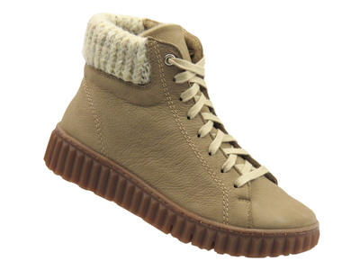 Skórzane trzewiki, trapery damskie - Nika Komfort 1432 taupe