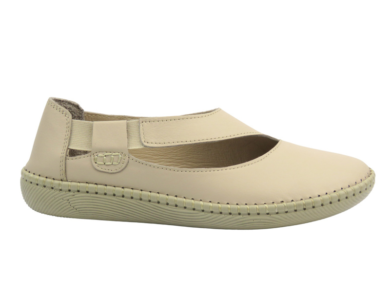 Skórzane półbuty damskie beżowe Nika Komfort H2030