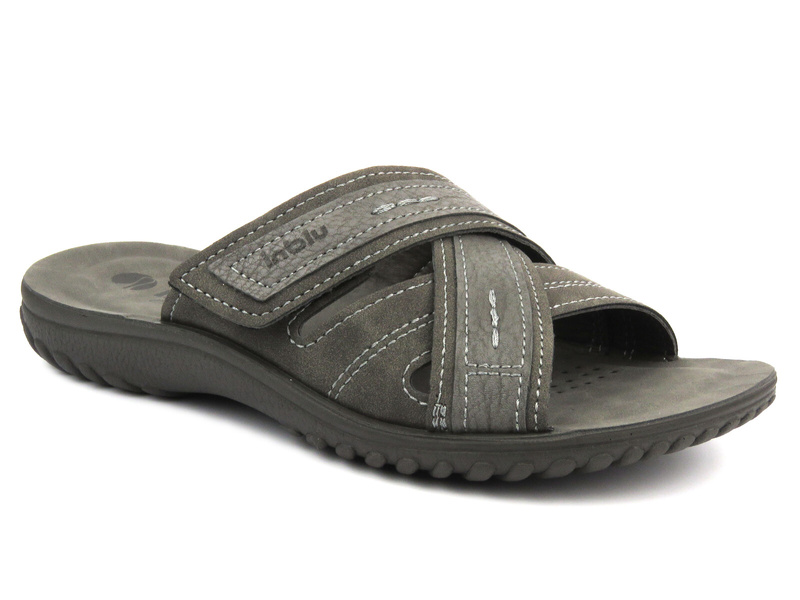 Klapki męskie zapinane na rzep - Inblu FN-99, szare