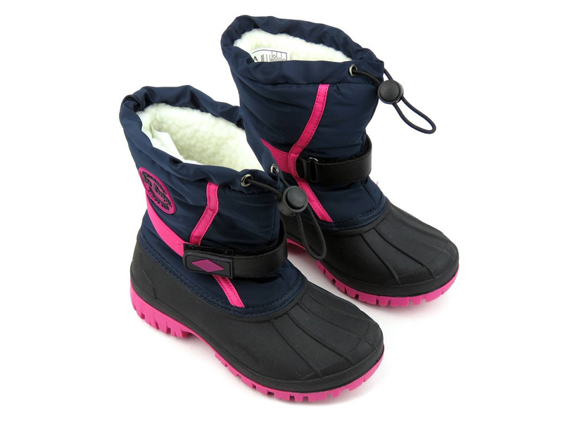 Śniegowce dziecięce ocieplane futerkiem - LEE COOPER LCJ-21-44-0522K, czarno-różowe