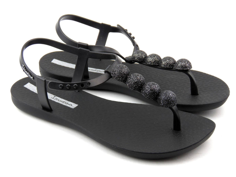 Eleganckie sandały damskie z błyszczącymi kulkami - Ipanema 26751, czarne