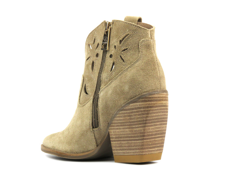 Ażuowe botki damskie na obcasie - CARINII B9483, beżowe