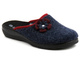 Ciepłe kapcie damskie z kwiatkiem na cholewce - INBLU 064-86, granatowe
