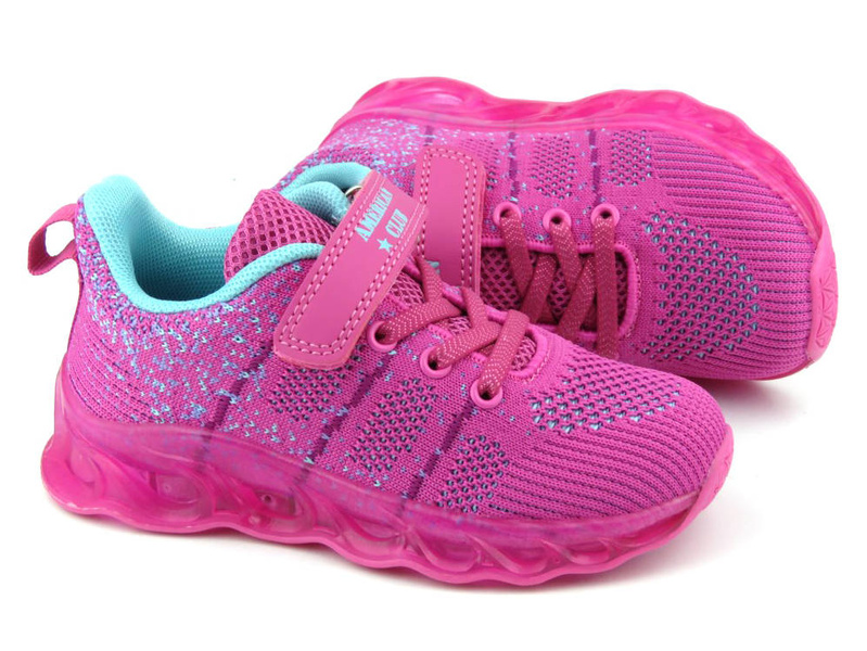 Sportowe buty dziecięce z systemem LED - AMERICAN CLUB ES131/23, różowe
