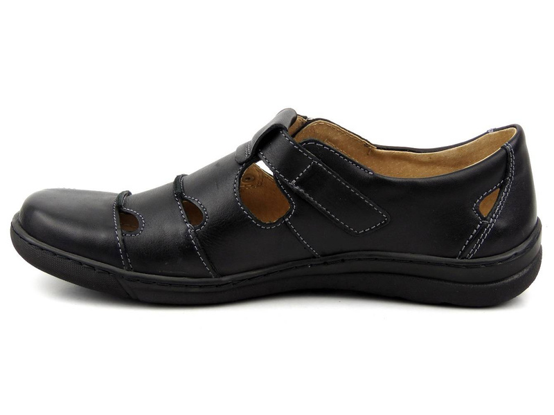 Wiosenne półbuty damskie z wycięciami - Helios Komfort 780, czarne