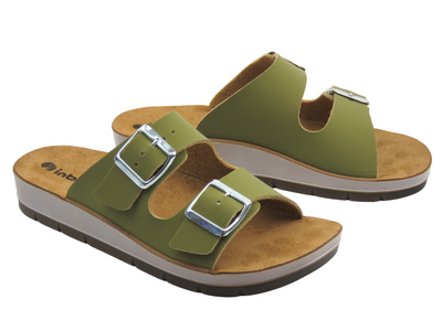 Klapki damskie z klamrami zielone INBLU CP-42