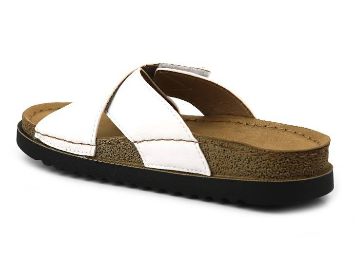 Klapki damskie ze skórzaną wkładką - Inblu DJ-09, białe