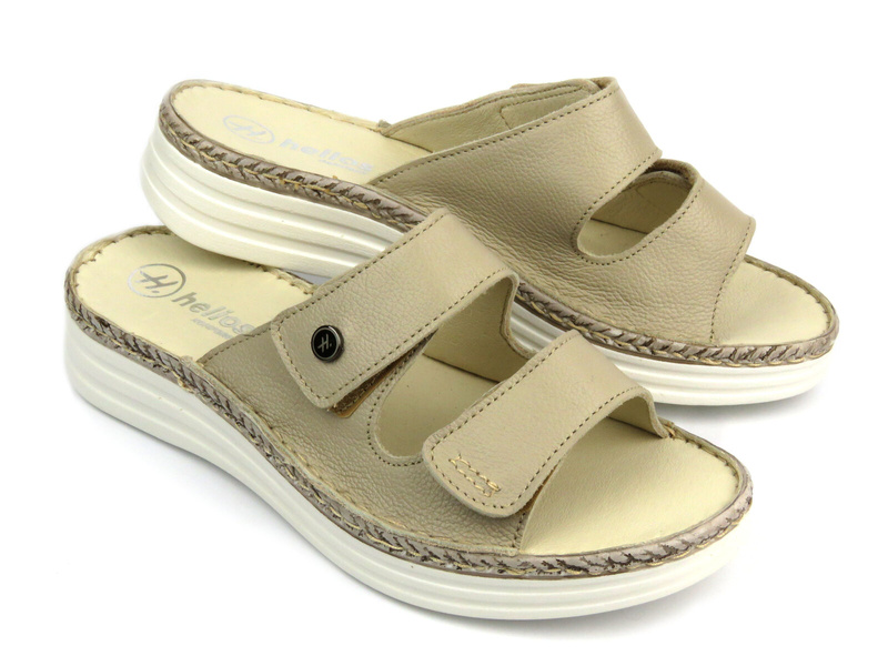 Wygodne, miękkie klapki damskie HELIOS Komfort 122, ecru