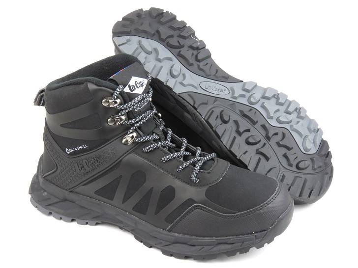 Ciepłe buty męskie trekkingowe z AQUA SHELL - LEE COOPER 22-01-1402M, czarne