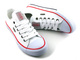 Dzianinowe trampki, tenisówki damskie - Cross Jeans JJ2R4009C, białe z czerwonymi akcentami